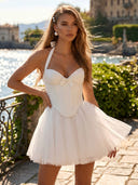 Tulle A Line Halter Short Corset Homecoming Dresses