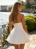Tulle A Line Halter Short Corset Homecoming Dresses