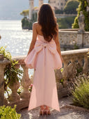 Satin Strapless Short A Line Homecoming Dresses with Bow