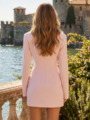 Satin V Neck Long Sleeves Mermaid Short Homecoming Dresses