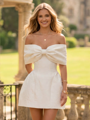 Floral A Line Off the Shoulder Short Homecoming Dresses with Bow