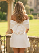 Floral A Line Off the Shoulder Short Homecoming Dresses with Bow