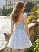 Floral Chiffon Spaghetti Straps A Line Short Homecoming Dresses