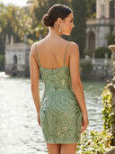 Sequin Spaghetti Straps Mermaid Short Sparkly Homecoming Dresses