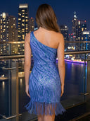 Sequin One Shoulder Mermaid Short Sparkly Homecoming Dresses