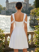 Chiffon Off the Shoulder A Line Short Pleated Homecoming Dresses
