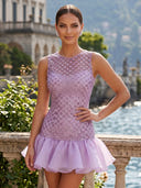 Sequin Jewel A Line Short Homecoming Dresses with Ruffles