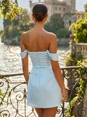 Satin Off the Shoulder Short Mermaid Homecoming Dresses