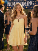 Chiffon Pleated Spaghetti Straps Short A Line Homecoming Dresses