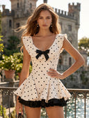 Polka Dot V Neck Short A Line Homecoming Dresses