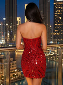Sequin Strapless Corset Mermaid Short Homecoming Dresses