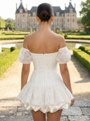 Lace Short Off the Shoulder A Line Drop Waist Homecoming Dresses