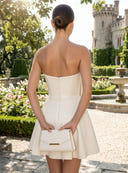 Satin Short Strapless A Line Homecoming Dresses with Bow