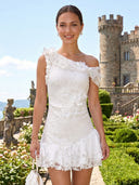 Lace Off the Shoulder Mermaid Short Homecoming Dresses with Flower