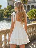 Chiffon Spaghetti Straps Short A Line V Neck Tiered Homecoming Dresses