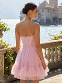 Lace Strapless Short Sweetheart A Line Homecoming Dresses