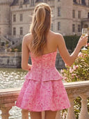 Floral A Line Short Strapless Homecoming Dresses with Bow