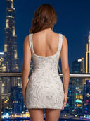 Sequin Square Neck Mermaid Short Spaghetti Straps Homecoming Dresses