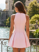 Satin Mermaid Short Halter Sleeveless Homecoming Dresses
