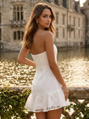 Floral Mermaid Short Strapless Homecoming Dresses with Flower