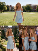 Floral Short Off the Shoulder A Line Homecoming Dresses