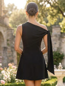 Satin Short One Shoulder A Line Homecoming Dresses