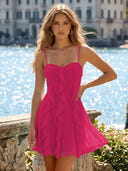 Chiffon A Line Spaghetti Straps Ruffles Short Homecoming Dresses