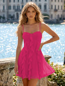 Chiffon A Line Spaghetti Straps Ruffles Short Homecoming Dresses