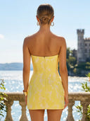 Floral Strapless Mermaid Sweetheart Ruffles Short Homecoming Dresses