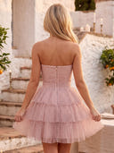 A Line Strapless Sleeveless Short Homecoming Dresses with Bow