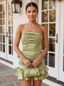 Mermaid Satin Strapless Sleeveless Short Homecoming Dresses