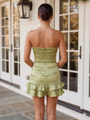 Mermaid Satin Strapless Sleeveless Short Homecoming Dresses