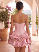Satin A Line Strapless Sleeveless Short Homecoming Dresses