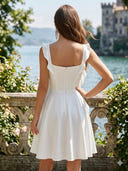 Chiffon A Line Square Neck Sleeveless Short Homecoming Dresses