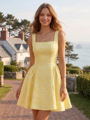 A Line Square Neck Sleeveless Short Homecoming Dresses