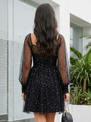 A Line Square Neck Long Sleeves Short Homecoming Dresses