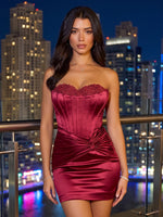 Mermaid Strapless Sleeveless Short Homecoming Dresses