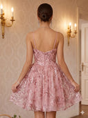 A Line Sequin Sweetheart Sleeveless Short Homecoming Dresses