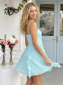 Chiffon A Line Sweetheart Sleeveless Short Homecoming Dresses