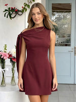 Chiffon A Line Sleeveless Short Homecoming Dresses with Bow