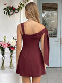 Chiffon A Line Sleeveless Short Homecoming Dresses with Bow