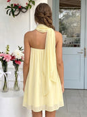 Chiffon Strapless A Line Sleeveless Short Homecoming Dresses with Scarf