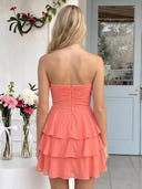 Chiffon Strapless A Line Sleeveless Short Homecoming Dresses with Tiered