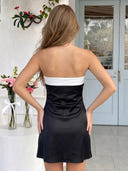 Satin Strapless Mermaid Sleeveless Short Homecoming Dresses