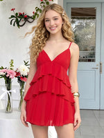 Chiffon V Neck A Line Sleeveless Short Homecoming Dresses