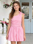 Satin One Shoulder A Line Sleeveless Short Homecoming Dresses