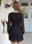 Chiffon A Line Long Sleeve Short Homecoming Dresses