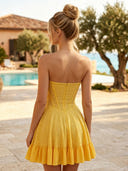 Sequin Strapless A Line Short Homecoming Dresses