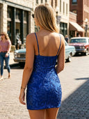 Sequin V Neck Mermaid Short Homecoming Dresses