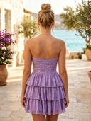 Sequin Strapless A Line Short Homecoming Dresses